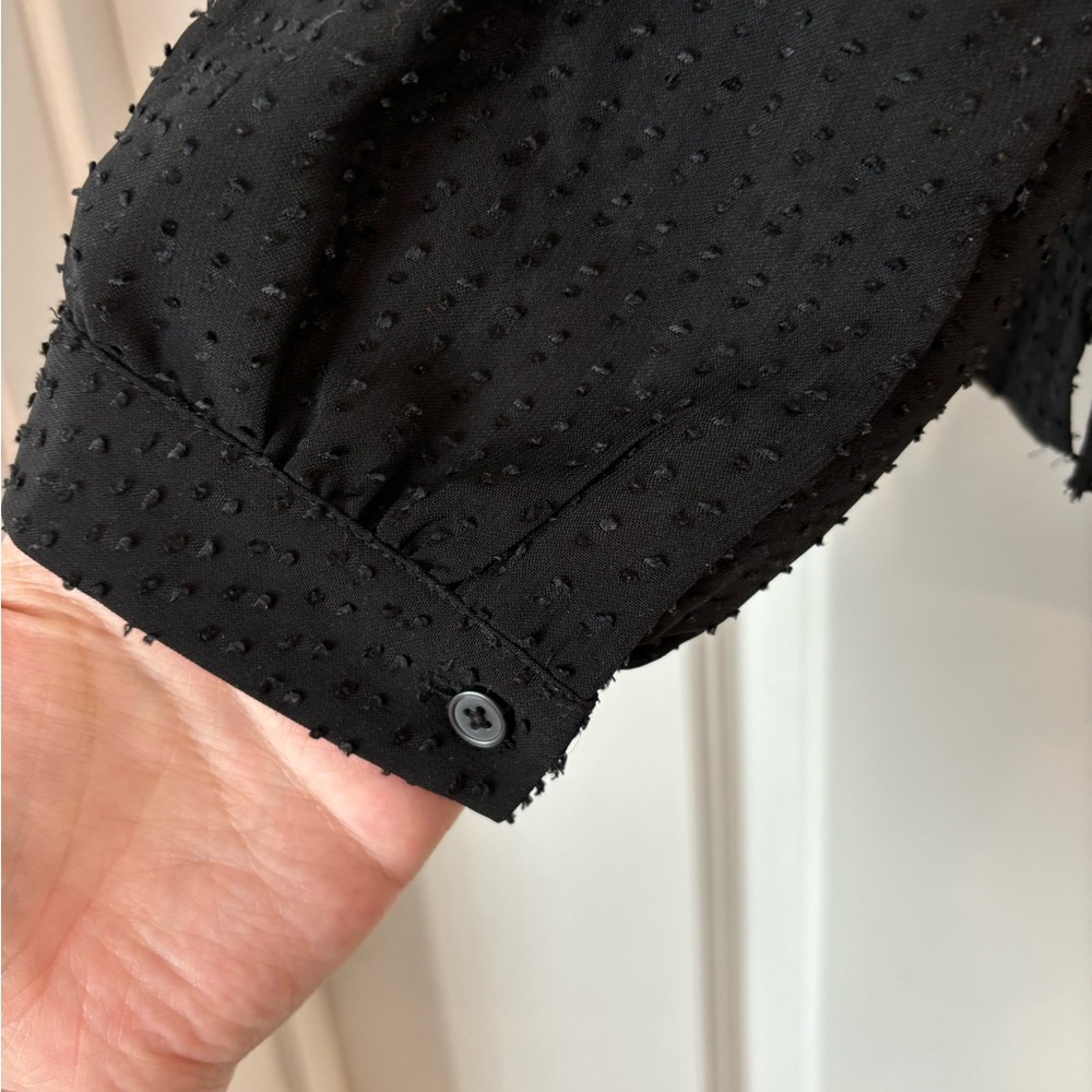 Large LOFT Black Blouse with beautiful texture and velvet accents EUC - Picture 7 of 8